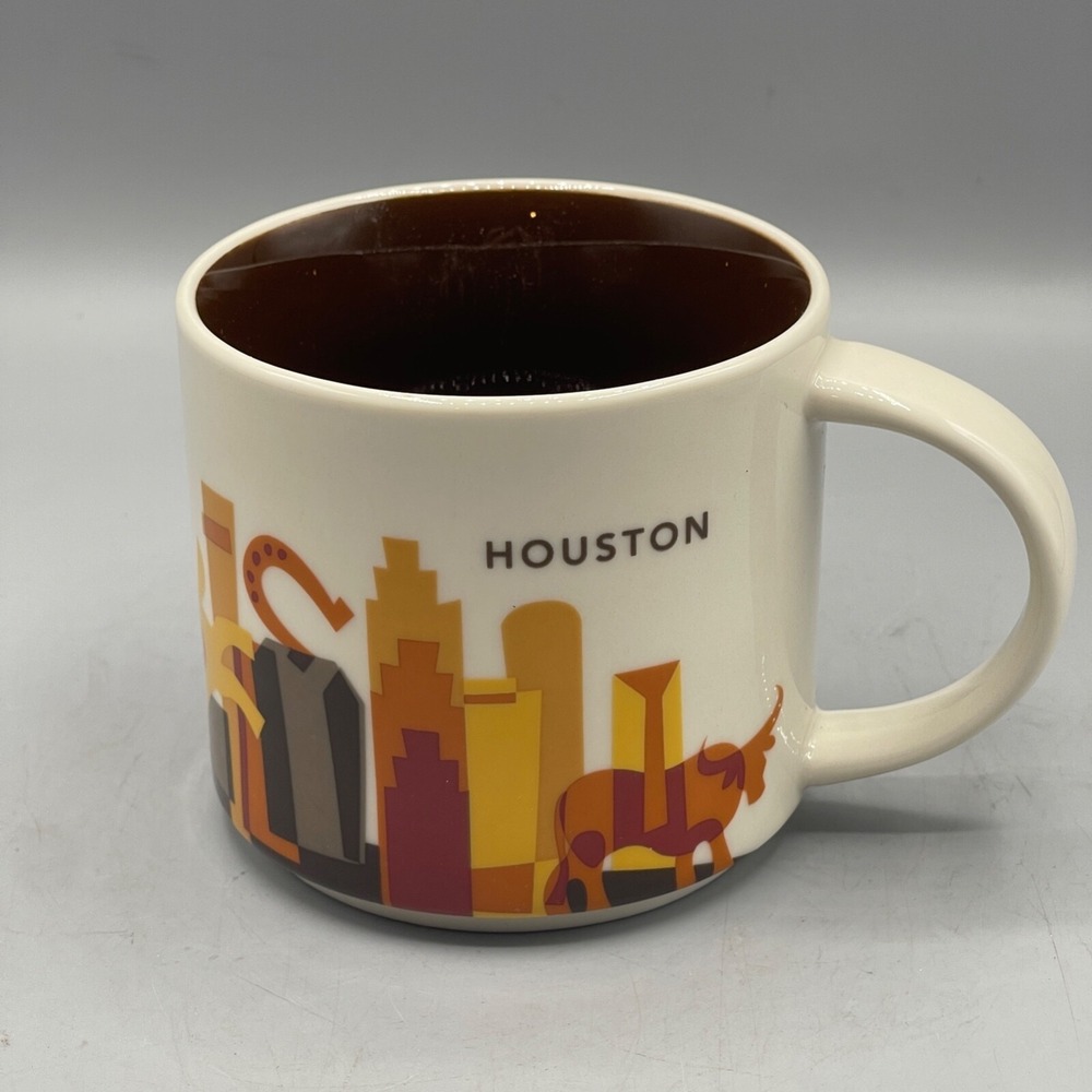 Starbucks Mug Houston You Are Here YAH Cowboy Rodeo Skyline NASA Coffee Cup 14oz
